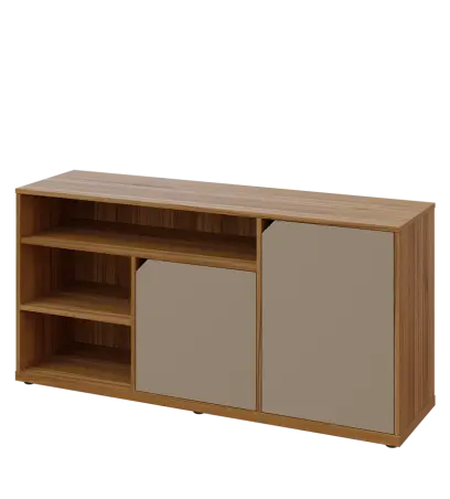 KU2-15DN3 P skříňka nízká 2-dveřová, nika, 740x1522x400, provedení pravé, ořech světlý/latte